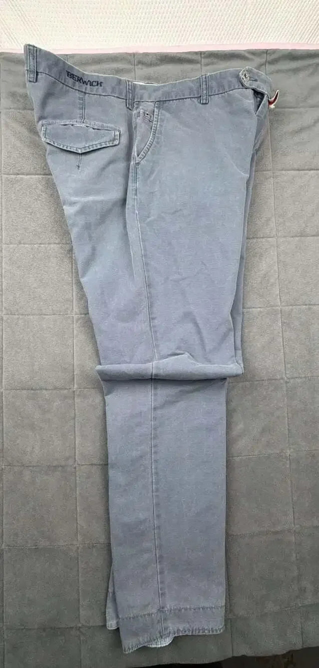 Berwich Faded Blue Cotton Tapered Casual Trousers